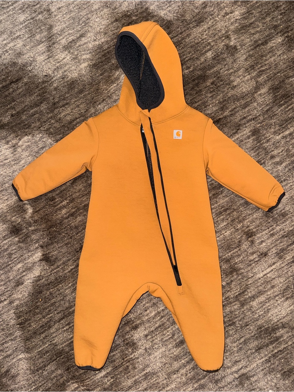 Carhartt Kids Hooded Footie One-Piece in Mustard Yellow